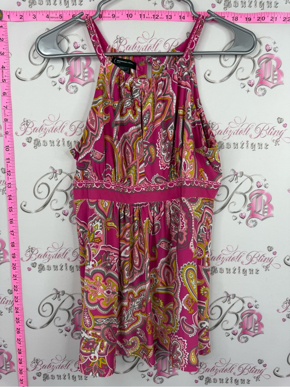 INC International Concepts tank top Pink Paisley Halter Dress